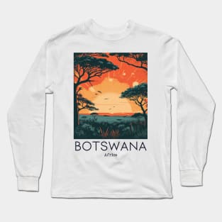 A Vintage Travel Illustration of Botswana - Africa Long Sleeve T-Shirt